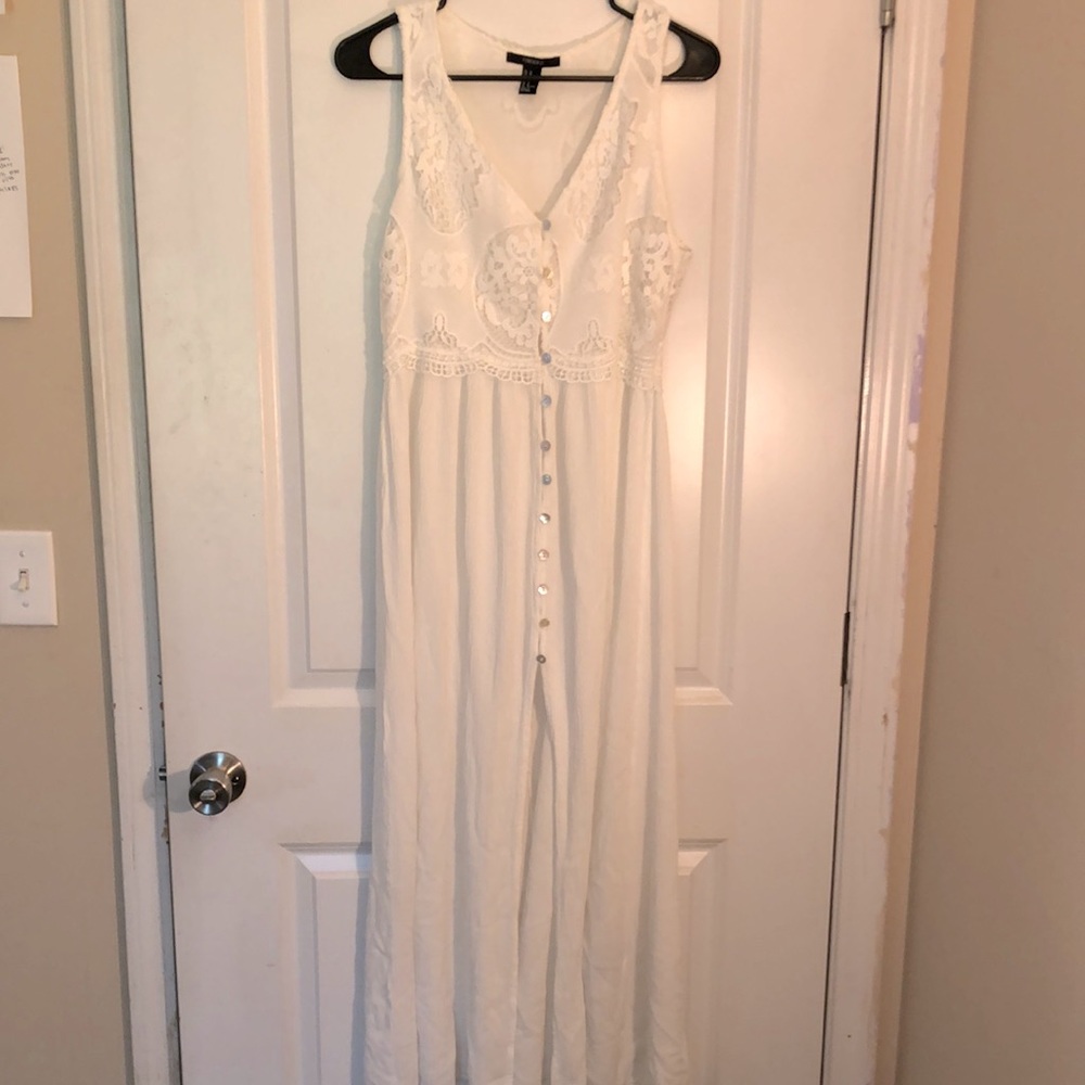 Forever 21 white button down maxi dress